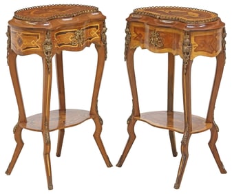 (2) ITALIAN LOUIS XV STYLE MARQUETRY INLAID STANDS