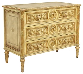 MAITLAND-SMITH FLORENTINE STYLE PARCEL-GILT & PAINTED COMMODE