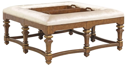 (3) OVERSIZED CONTEMPORARY UPHOLSTERED DUAL TRAY-TOP COCKTAIL OTTOMAN