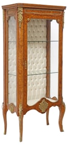 LOUIS XV STYLE MARBLE-TOP BURLWOOD VITRINE