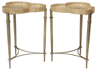 (2) CONTEMPORARY 'MELANGE' CLOVER-FORM ACCENT TABLES