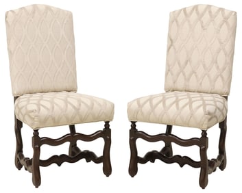 (2) LOUIS XIV STYLE UPHOLSTERED HIGHBACK SIDE CHAIRS