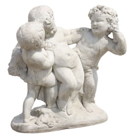 CLASSICAL STYLE CAST STONE FIGURAL SCULPTURE OF FRANCISCAN CHERUBS