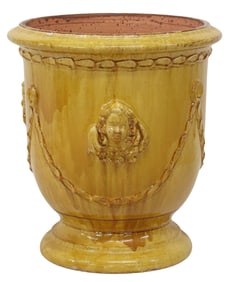LARGE ANDUZE LA CHENE VERT GLAZED TERRACOTTA PLANTER