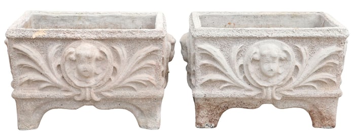 (2) CAST CONCRETE 'PUTTI' GARDEN PLANTERS