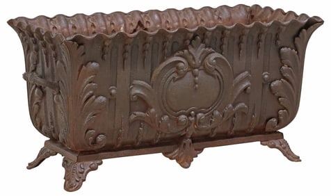 FRENCH PATINATED CAST IRON PLANTER BOX / JARDINIERE
