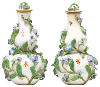 (2) MEISSEN 'FORGET-ME-NOT' GOURD-FORM PORCELAIN SCENT BOTTLES