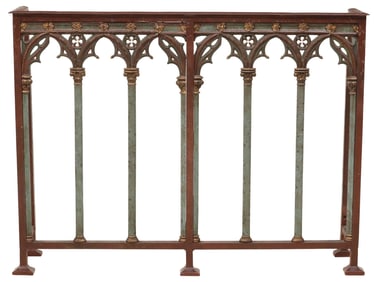 GOTHIC REVIVAL PAINT DECORATED CAST IRON ALTAR GATE/RAIL