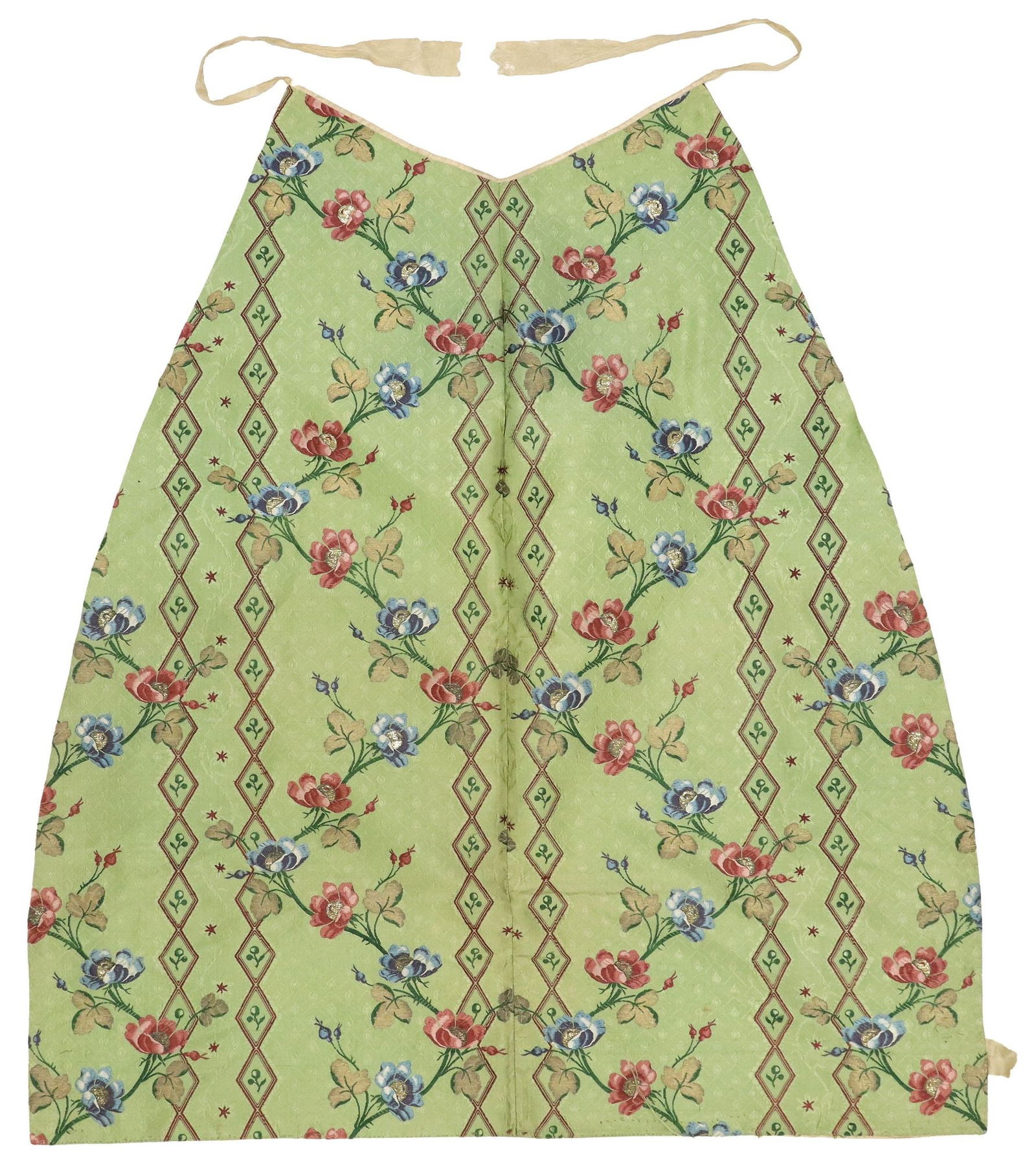 CONTINENTAL SILK LAMPAS & METALLIC THREAD APRON UNDERSKIRT (1 of 2)