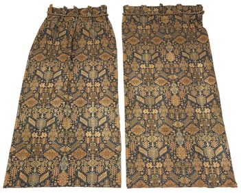 (2) GEOMETRIC FLATWOVEN CURTAIN PANELS/ DRAPES