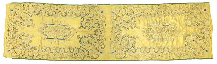 CHINESE 'FORBIDDEN STITCH' NEEDLEWORK-EMBROIDERED SILK TEXTILE