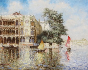 N. PALLENBERG (20TH C.) OIL PAINTING CA' D'ORO, VENICE