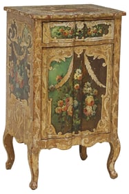 ITALIAN POLYCHROME-DECORATED SIDE CABINET