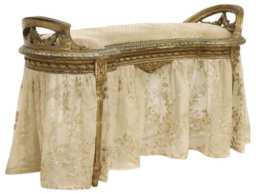 FRENCH LOUIS XVI STYLE UPHOLSTERED KIDNEY-FORM BENCH