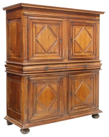 FRENCH PROVINCIAL PANELED WALNUT HOMME-DEBOUT CABINET