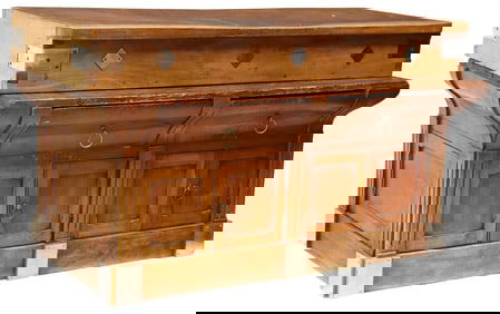 FRENCH CARVED MIXED WOOD BUCTHER'S BLOCK WORK TABLE