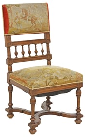 FRENCH HENRI II STYLE NEEDLEPOINT UPHOLSTERED CHAIR