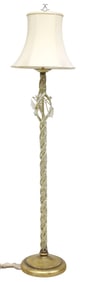 CONTEMPORARY SILVER-GILT IRON GLASS-BEADED FLOOR LAMP