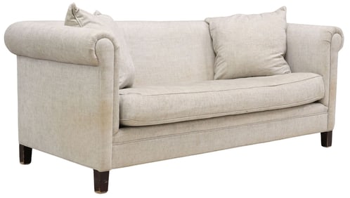 CONTEMPORARY CUSTOM-UPHOLSTERED LIGHT GREY SOFA