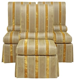 (3) CONTEMPORARY CUSTOM UPHOLSTERED SKIRTED SIDE CHAIRS