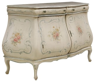 ITALIAN VENETIAN FLORAL PAINTED BOMBE CABINET