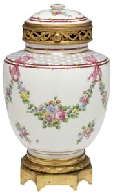 FRENCH ORMOLU-MOUNTED PORCELAIN VASE & COVER