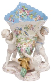 FRENCH PORCELAIN FIGURAL BOUQUET VASE