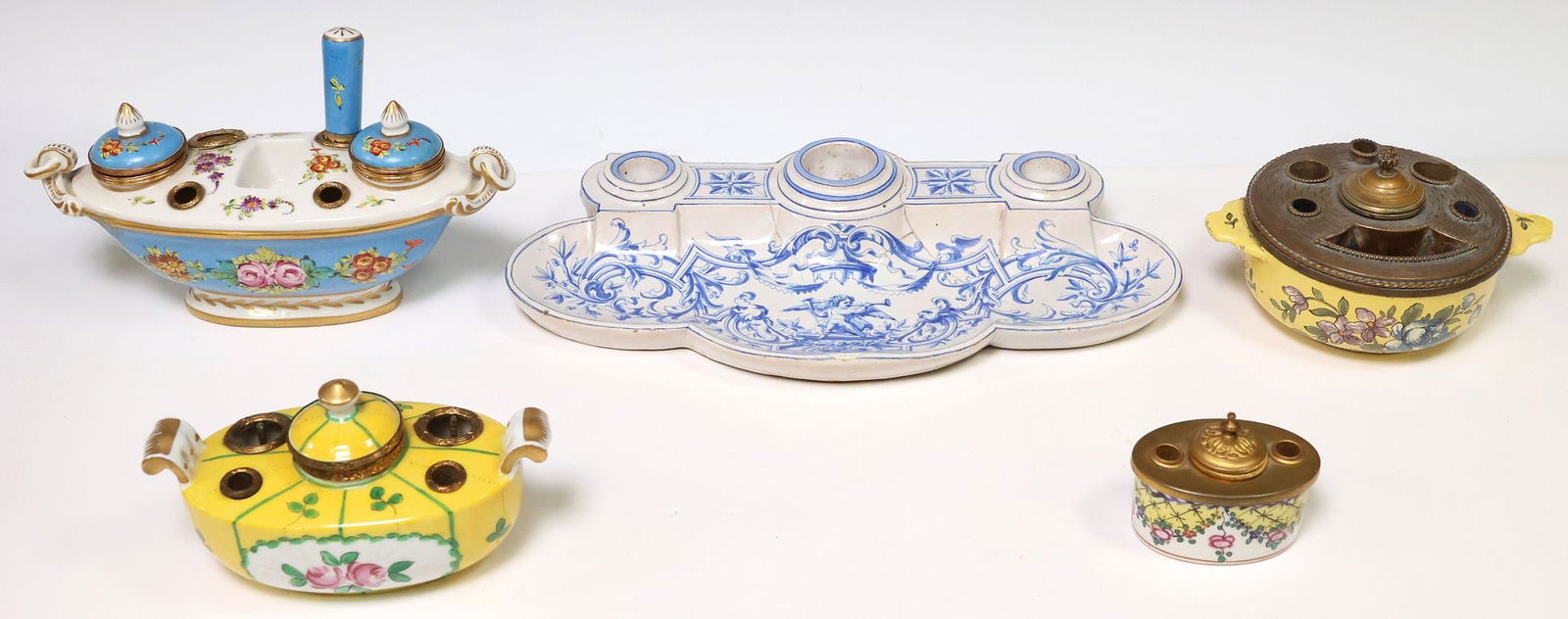 (5) FRENCH PORCELAIN & FAIENCE INKSTANDS (1 of 6)