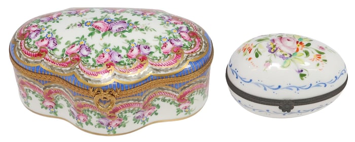 (2) FRENCH LIMOGES HAND-PAINTED PORCELAIN TABLE BOXES