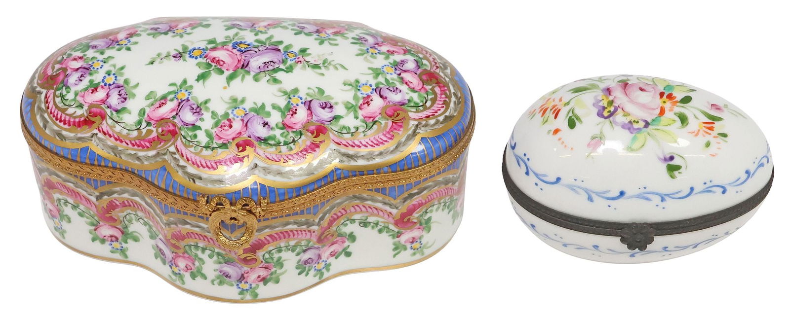 (2) FRENCH LIMOGES HAND-PAINTED PORCELAIN TABLE BOXES (1 of 6)