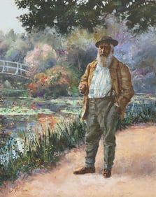 STOJAN MILANOV (B.1963) CLAUDE MONET IN HIS GARDEN AT GIVERNY