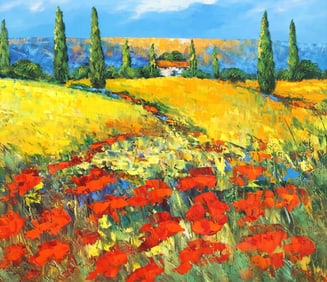 MADJID RAHNAVARDKAR (B.1943) OIL PAINTING ITALIAN LANDSCAPE