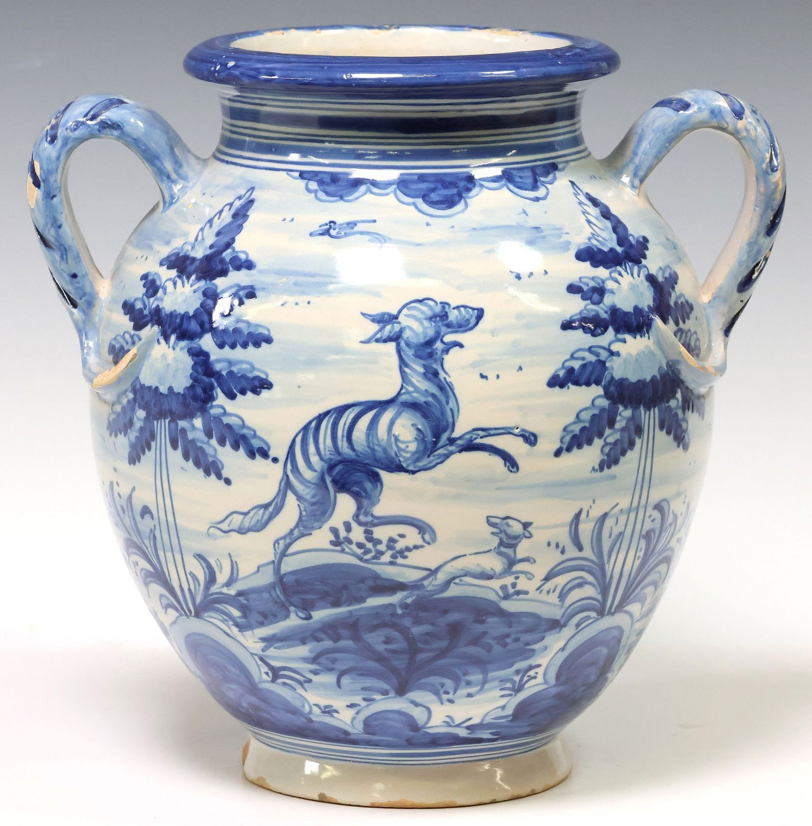 TALAVERA DE LA REINA BLUE & WHITE POTTERY VASE, SPAIN (1 of 4)