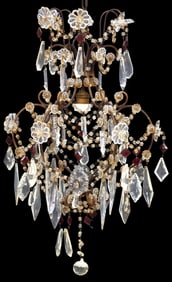 ITALIAN CRYSTAL & GLASS SCROLLED 1-LIGHT CHANDELIER