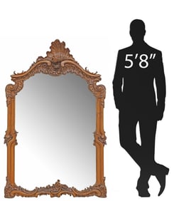 ITALIAN ROCOCO STYLE CARVED WALNUT BEVELED MIRROR, 62"H