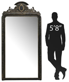RENAISSANCE REVIVAL CARVED & PAINTED MIRROR, 75"H