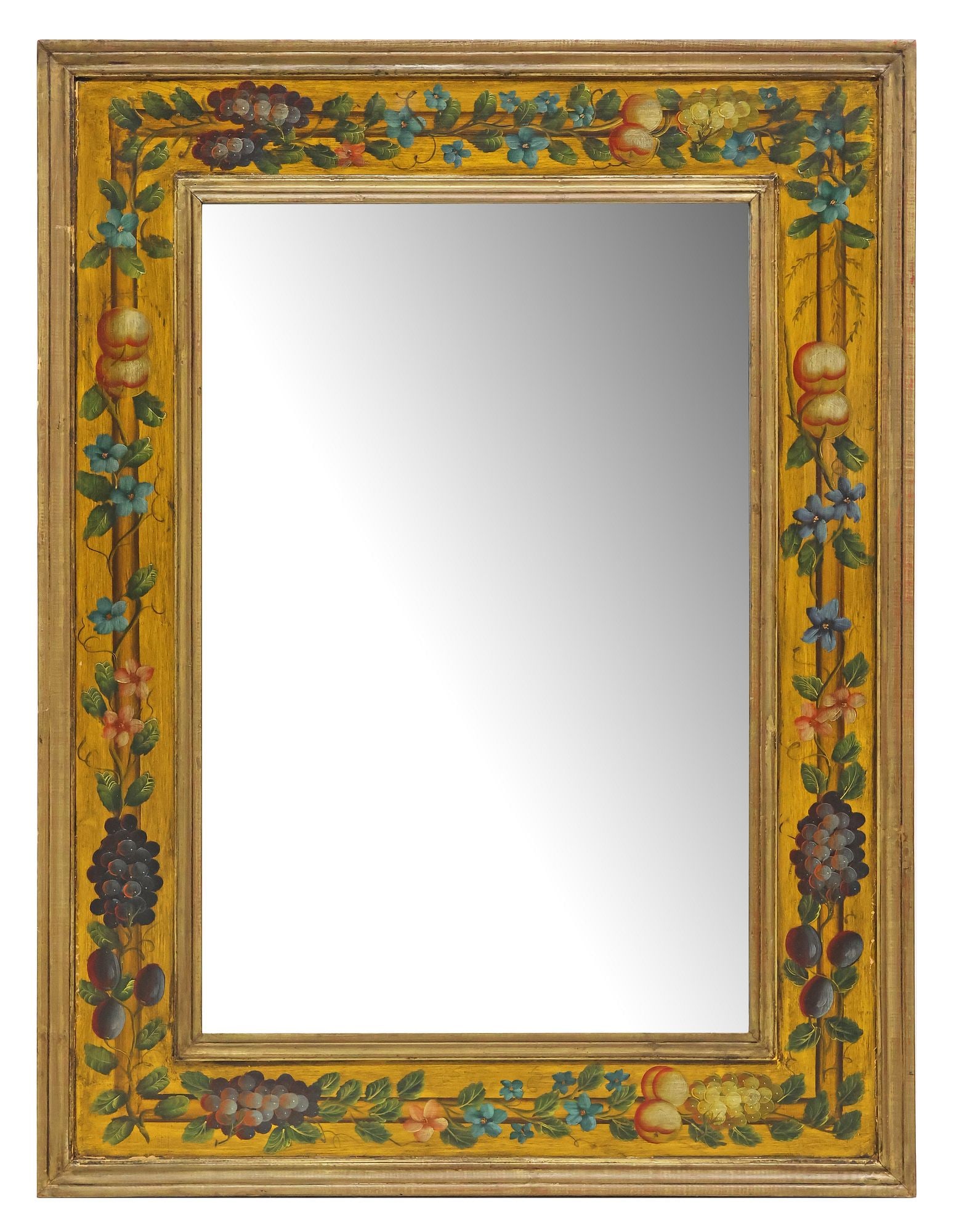VENETIAN PARCEL-GILT & PAINTED WALL MIRROR WITH FRUIT, 49.25"H (1 of 3)