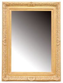 GILT PAINTED RECTANGULAR BEVELED PICTURE FRAME MIRROR