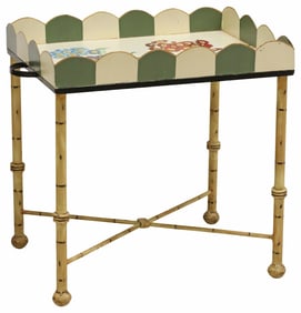 DECORATIVE TOLE-PEINTE TRAY ON STAND