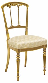 FRENCH LOUIS XVI STYLE UPHOLSTERED GILTWOOD SIDE CHAIR
