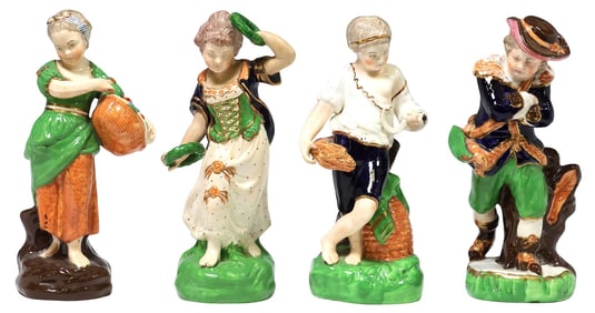 (4) ENGLISH STAFFORDSHIRE PEARLWARE ALLEGORICAL '4 SEASONS' FIGURES