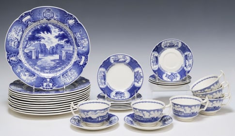 (29) WEDGWOOD BLUE & WHITE COMMEMORATIVE U.S. NAVAL ACADEMY DINNER SERVICE