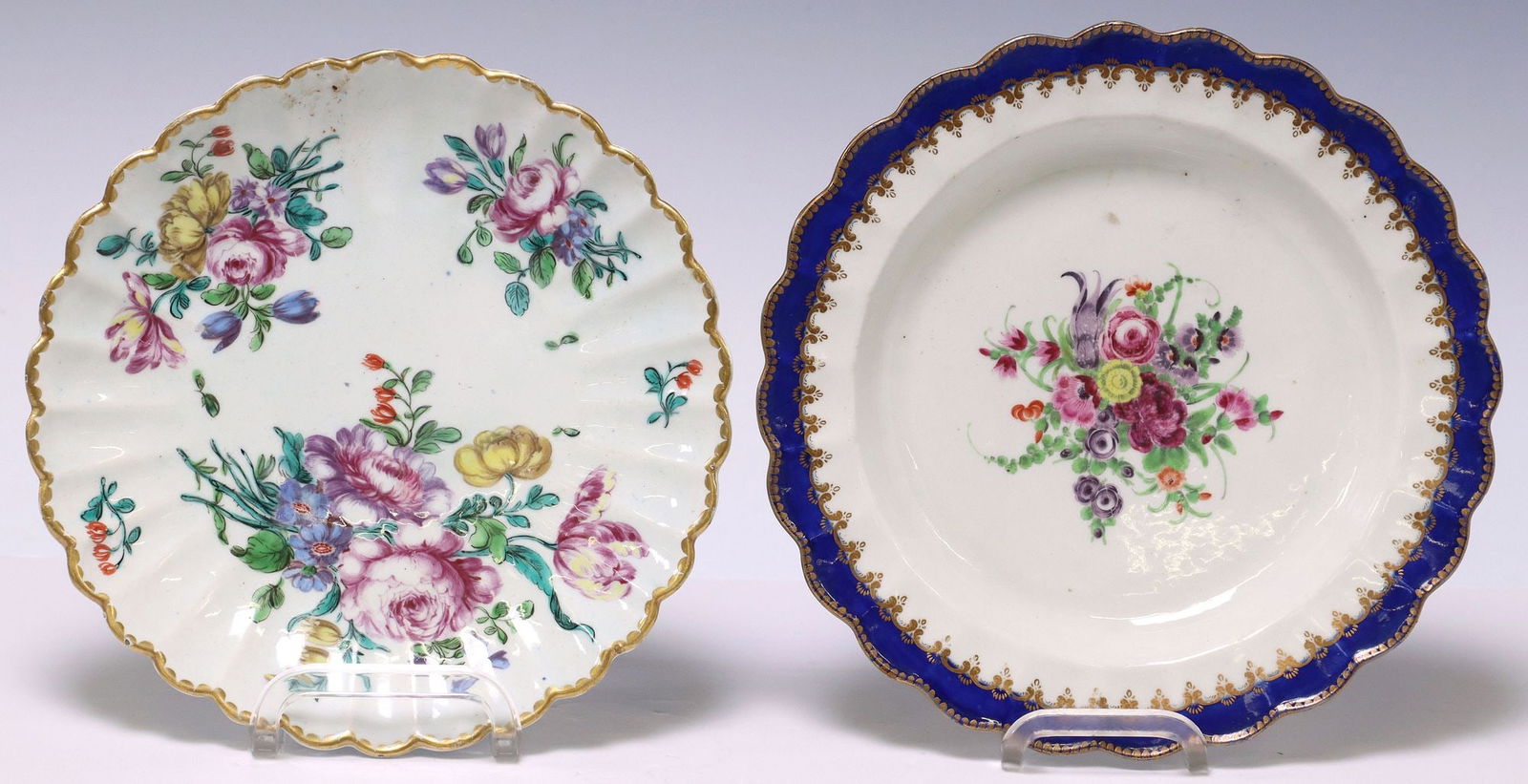 (2) EARLY ENGLISH WORCESTER & BOW PORCELAIN PLATES (1 of 4)