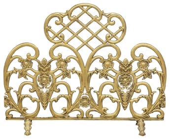 LOUIS XV STYLE GILT-PAINTED METAL SCROLLWORK FIREPLACE SCREEN
