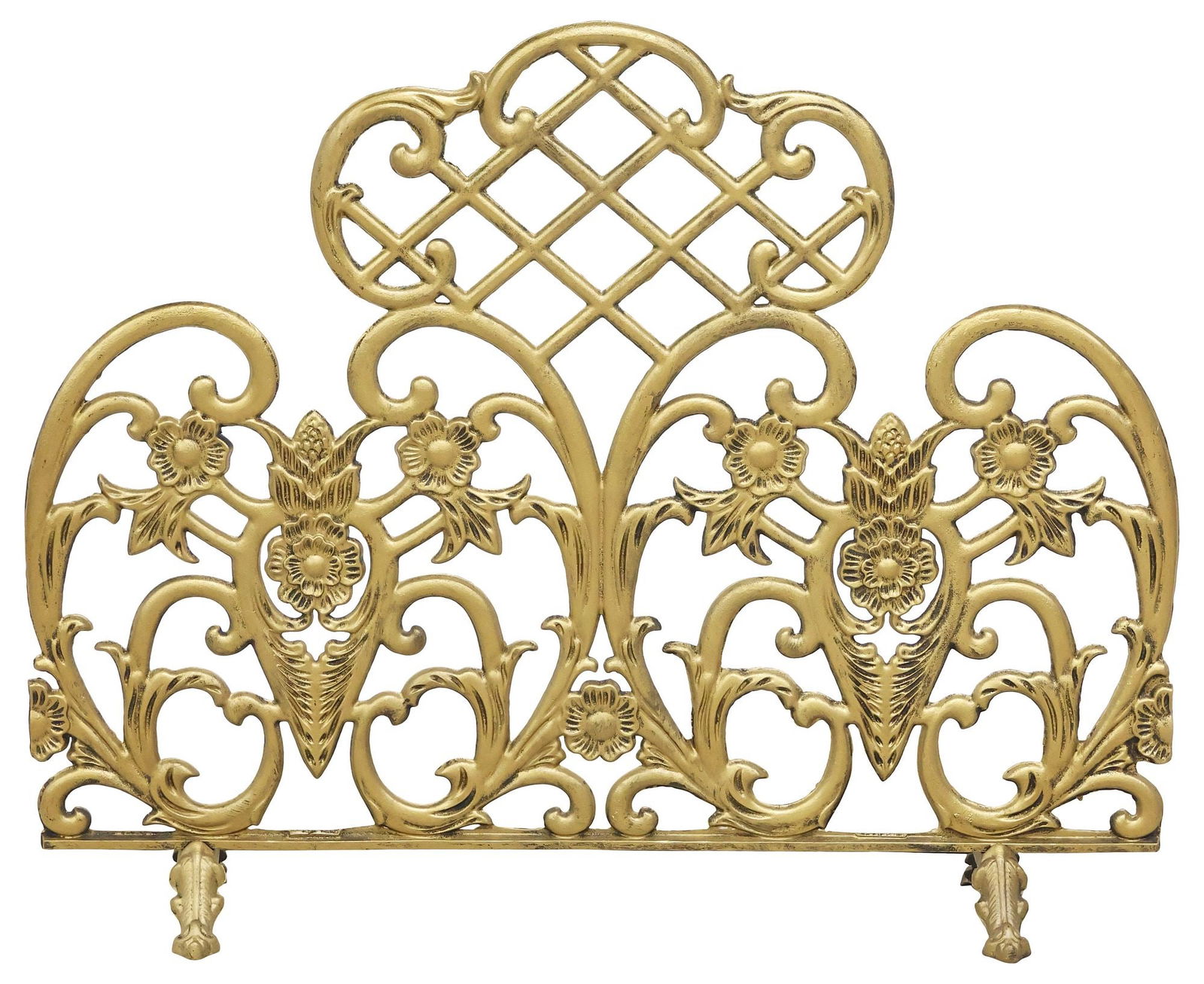 LOUIS XV STYLE GILT-PAINTED METAL SCROLLWORK FIREPLACE SCREEN (1 of 2)