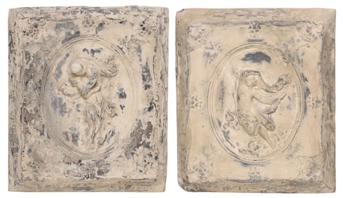 (2) CLASSICAL STYLE CAST COMPOSITE ALLEGORICAL RELIEF PLAQUES