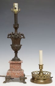 (2) NEOCLASSICAL STYLE URN-FORM TABLE LAMP & BRASS CANDLESTICK LAMP