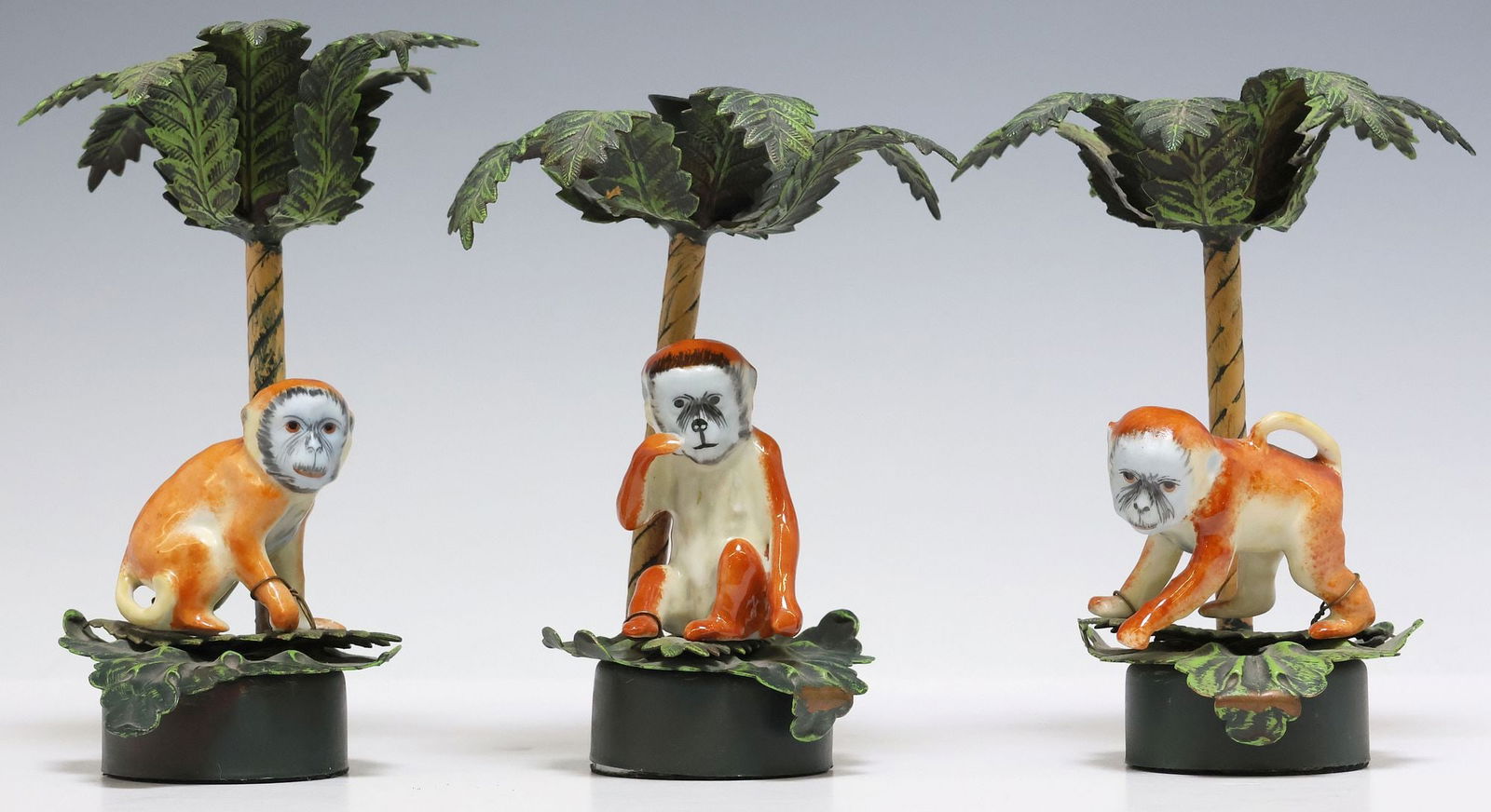 (3) PETITE CHOSES CERAMIC & COLD PAINTED MONKEY 1-LT CANDLESTICKS (1 of 4)