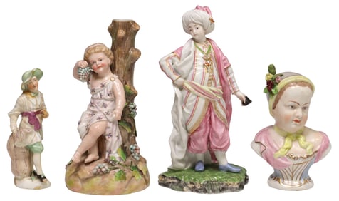 (4) HOCHST-STYLE & MEISSEN-STYLE PORCELAIN FIGURES