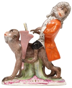 MEISSEN-STYLE PORCELAIN MONKEY ORCHESTRA PIANO PLAYER